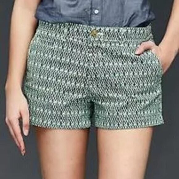 “NWT"‎ GAP Mid-Rise Summer Shorts Laser Print Spring Coral Print- Women's Size 0 - Picture 1 of 15